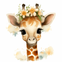 Cute Baby Girl Giraffe Art Print