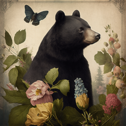 Vintage Black Bear Art Print