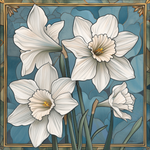 Art Nouveau December Narcissus Paperwhite Birth Flower Art Print