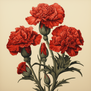 Vintage January Carnation Birth Flower Art Print