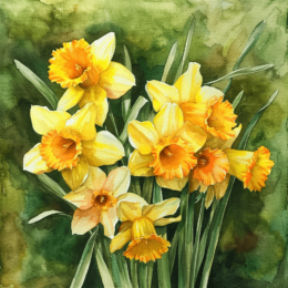 March Daffodil Bouquet Birth Flower Art Print