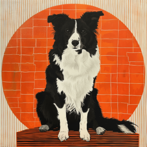 Art Deco Border Collie Art Print