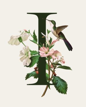 "I" Botanical Bird Alphabet 8"x10" Art Print