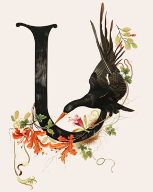 "U" Botanical Bird Alphabet 8"x10" Art Print