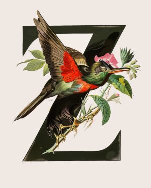 "Z" Botanical Bird Alphabet 8"x10" Art Print