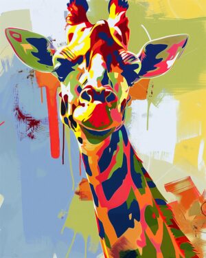 Towering Giraffe Collage Art Print