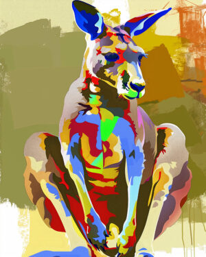 Hopping Kangaroo Collage Art Print