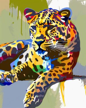 Sleek leopard collage art print