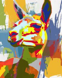 Collage fuzzy llama art print