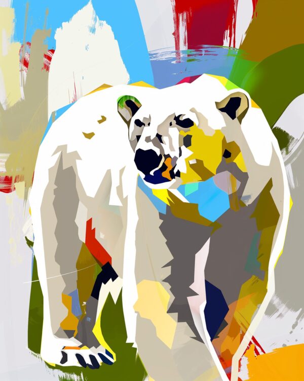 Collage snowy polar bear art print