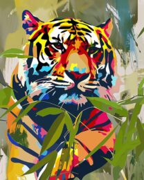 Collage powerful tiger art print