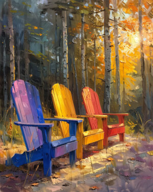 Maine Adirondack Chairs Art Print