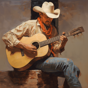 Evening Guitar Cowboy Art Print