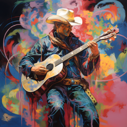 Abstract Cowboy Guitar Art Print