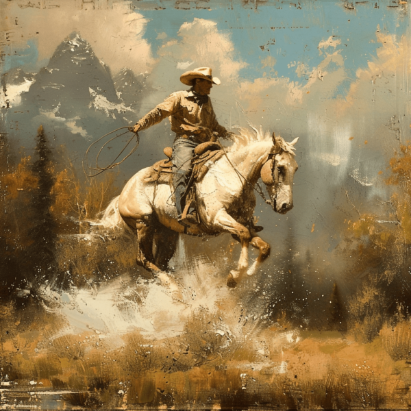 Wild Bronc Cowboy Art Print