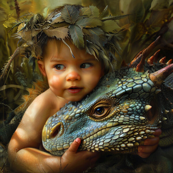 A Baby Prince With His Dragon Art Print