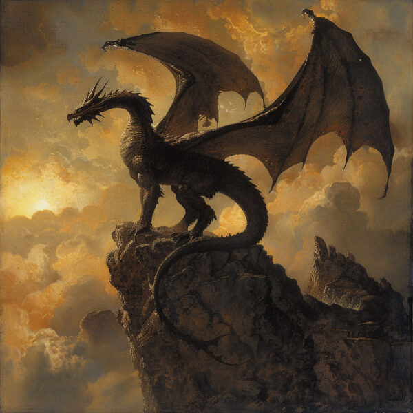 Vintage Goth Dragon Art Print