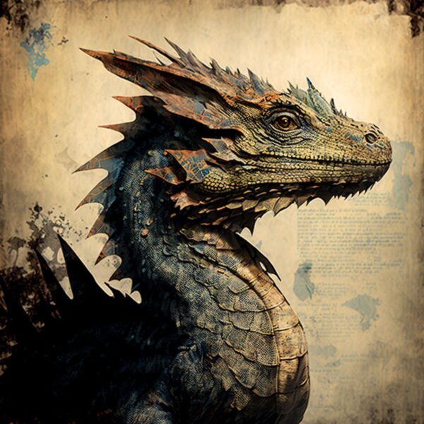 Vintage Dragon Portrait Art Print