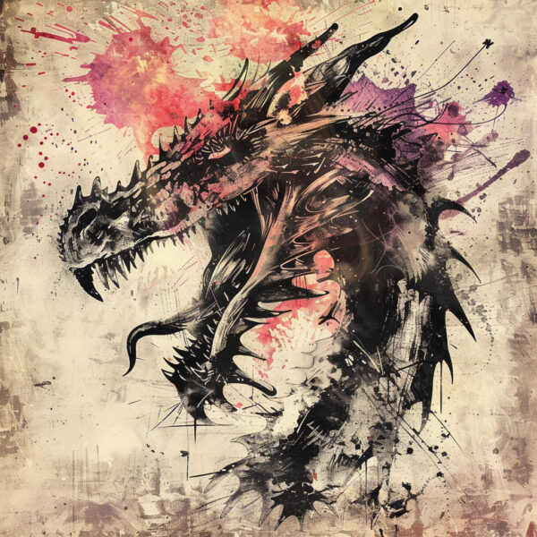 Grunge Dragon Art Print