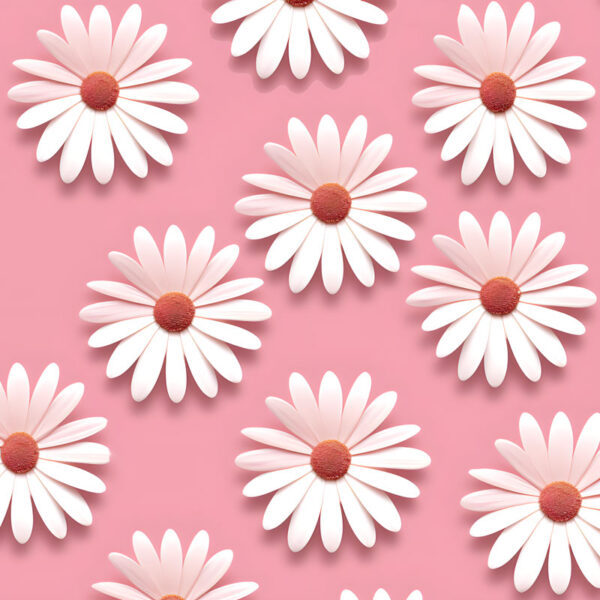 Minimalist White Daisy Grid on Pink Background Art Print