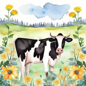 Folk Art Cow Art Print