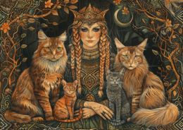 Freya the Norse Goddess with Her Cats Art Print