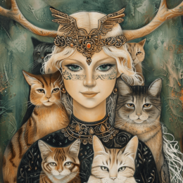 Freya's Feline Companions Art Print