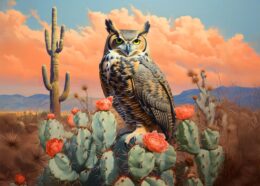 Great Horned Owl in the Desert Art Print