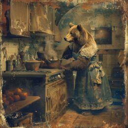 Grizzly Bear in the Kitchen Art Print