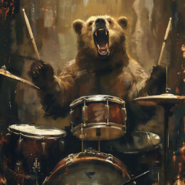 Grizzly Bear Playing the Drums Art Print