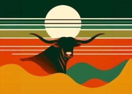 Retro Long Horn Art Print