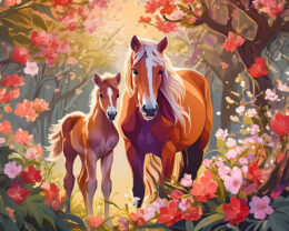 Impressionism Mare and Her Colt Art Print