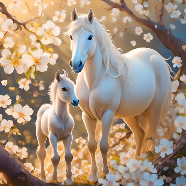 Springtime with a Mare and Her Colt Art Print