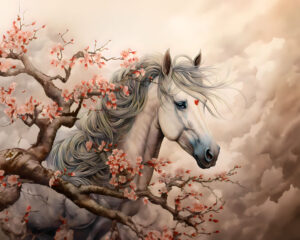 Cherry Blossom Mare Art Print