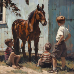 Admiring Mom's New Horse Art Print