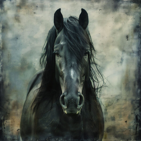 Black Beuty Horse Portrait Art Print