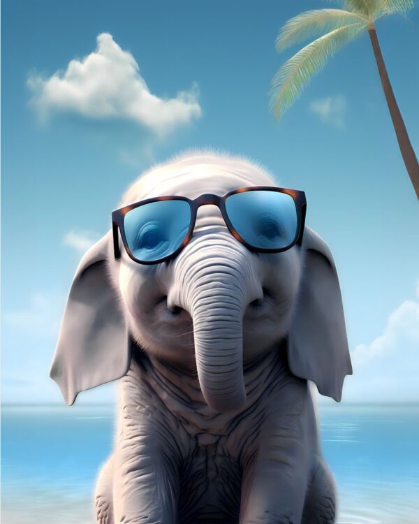 Baby Elephant Wearing Sunglasses Art Print