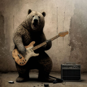 Grizzly Bear Playing Guitar Art Print