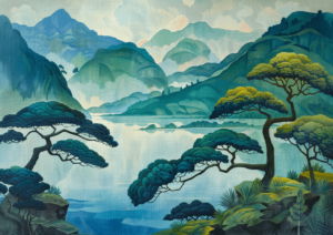 An Asian LAndscape Art Print