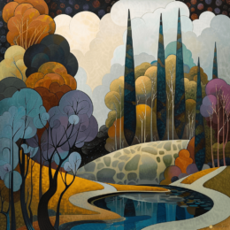 Art Deco Fall Landscape Art Print