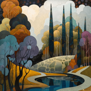 Art Deco Fall Landscape Art Print