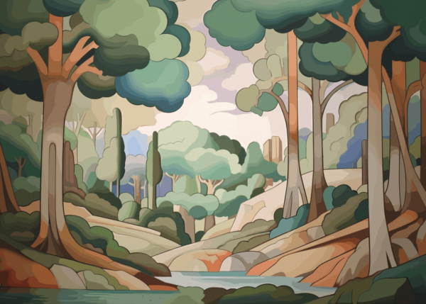 Art Deco Landscape Art Print