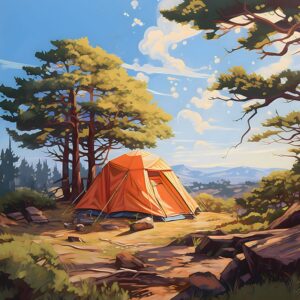 Camping on a Maine Mountain Art Print