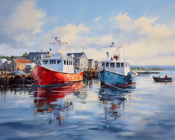 Maine Lobster Boats Art Print