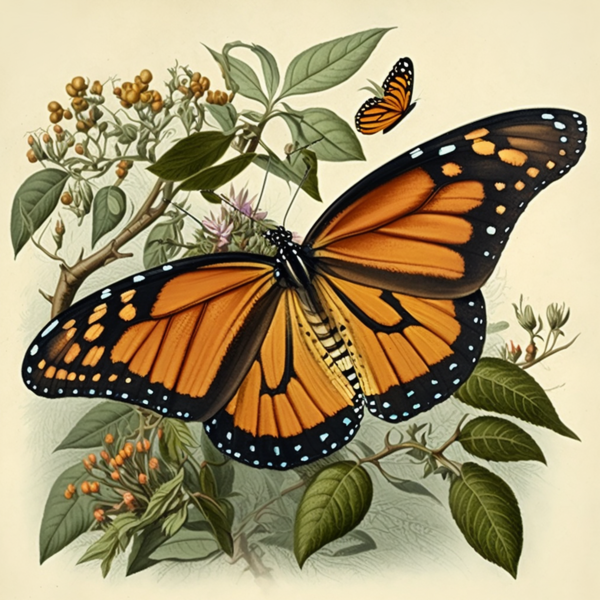 Vintage Style Monarch Butterfly Art Print