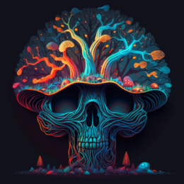 Psychedelic Skull Mushroom Art Print