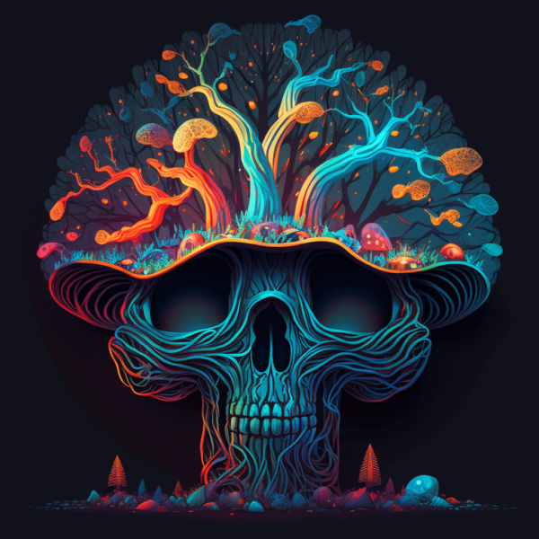 Psychedelic Skull Mushroom Art Print