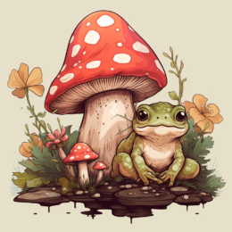 Mushroom & Frog Art Print