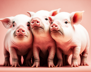 Three Pink Pigs Art Print