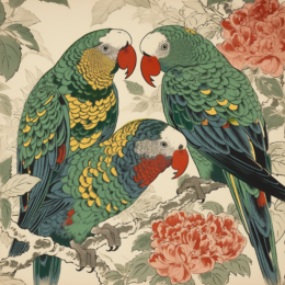 Three Parrots Asian Art Print